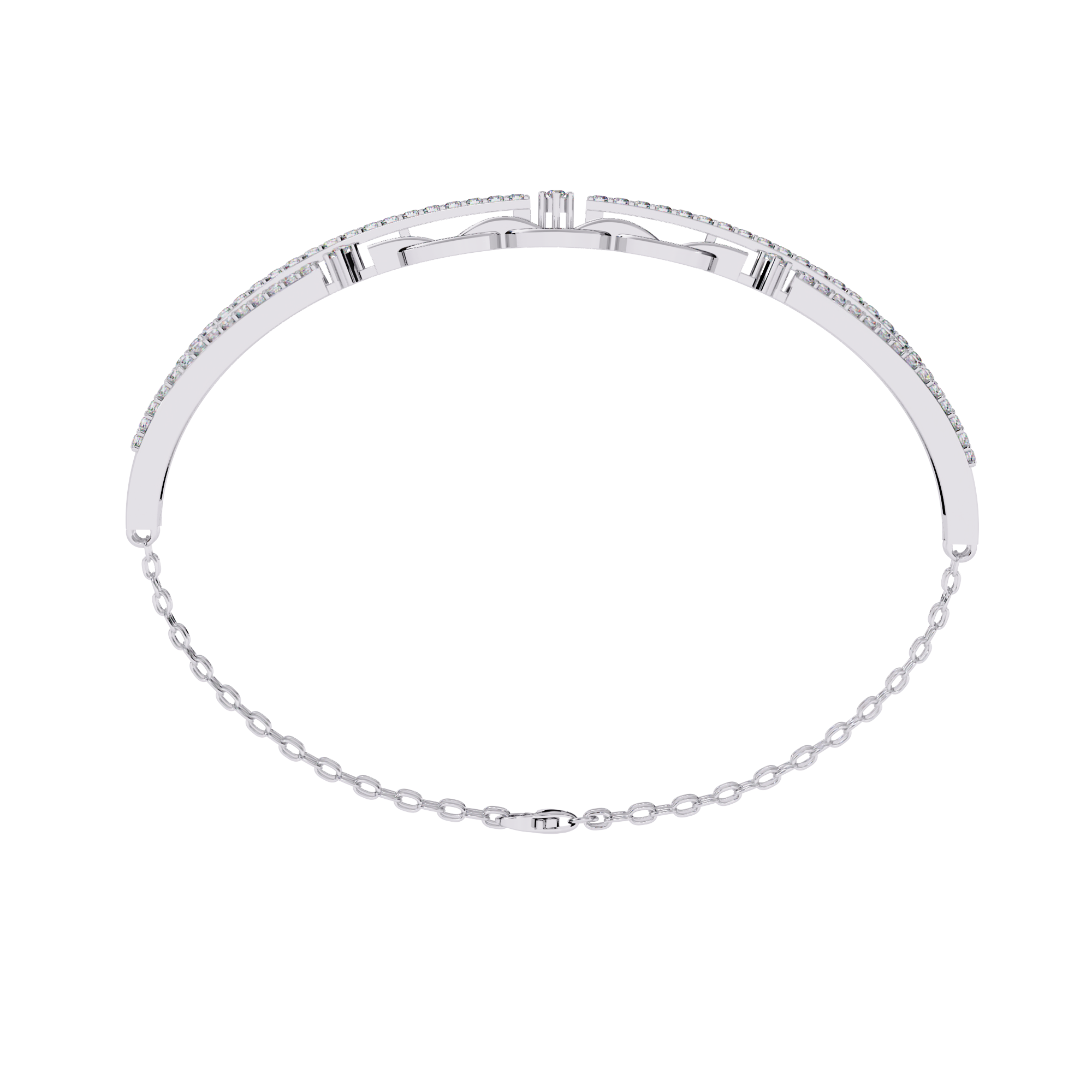 Solitairekart 0.86ct Double Row Diamond and Gold Chain Link Bracelet-HI Color, VS-SI Clarity